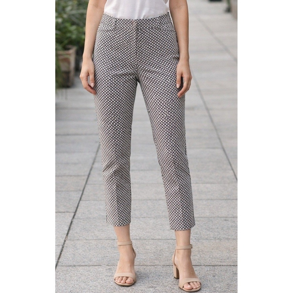 Coldwater Creek Cropped Capri Trouser Pants Women's 8 Natural Fit Geometric Work